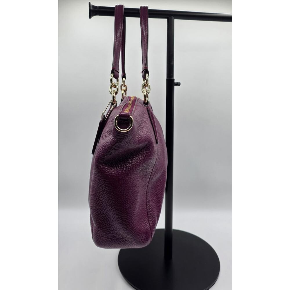 Coach Small Kelsey Pebbled Leather Satchel Bag β Deep Plum β Gold Hardware - Picture 5 of 16